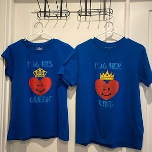His and Her couples tee shirt pair with heart print